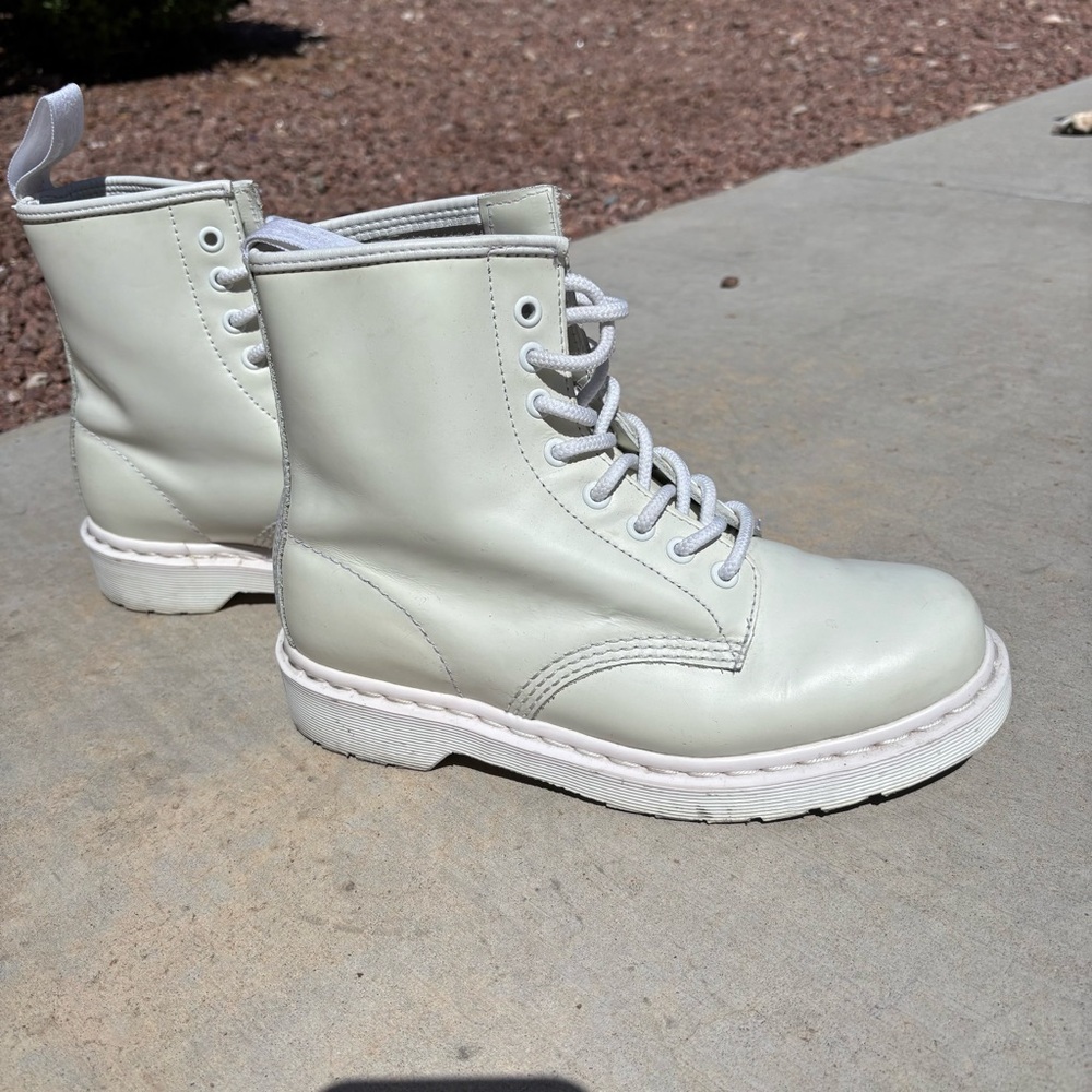 White Leather Boots Dr Martens